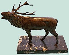 Alte Kunstvolle Hirschfigur auf Marmorsockel