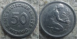 BRD: 50-Pfennig „Bank deutscher Länder“ ohne Jahreszahl SELTEN!