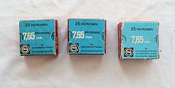 Patronenschachtel – Munitionsschachtel – Kaliber 7,65mm - .32 ACP – drei Stück - Vintage