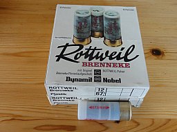 19 Stck. Flintenlaufgeschosse Patronen Rottweil Brenneke Kal. 12/67,5