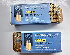 100 Schuss Sellier & Bellot .38 S&W LRN 145grs / 9,4g 2x 50er Packung OVP