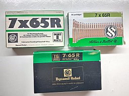 Konvolut 54 Schuss 7x65R Jagdmunition RWS TIG, Sinoxid, Sellier & Bellot