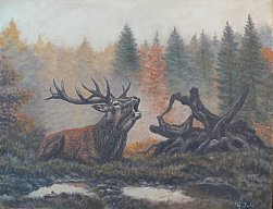 Jagdgemälde "RÖHRENDER HIRSCH" - Tier-und Jagdmaler - Thomas Bold