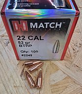 .22/.224/52grs Match Hornady No. 2249 Geschosse 100 Stk. # SSZ Berka
