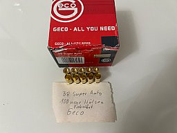 .38 Super Auto 100 neue Hülsen Fabrikat Geco