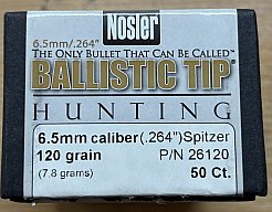 Nosler Ballistic Tip 6,5mm (.264) 120 grain, 38 Stück