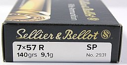 20 Schuss S&B 7x57R 9,1g 140gr Teilmantel SP Geschoss Jagdmunition Blei 7mm x 57 RAND V331032