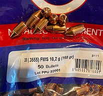 50 Vollmantel Spitz PPU Geschosse. Kal .38 Spl.- .357 Mag
