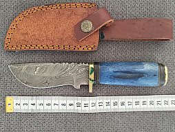 Damast Messer Pakistan Sammlerstück Jagdmesser Lederhülle