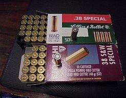 100 st. .38Special Wat Cutter, 9,6g,148gr,je 50st. FIOCCHI u. 50 S&B, Top Zustand trocken gelagert.