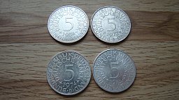 4 x 5 DM Kursmünzen, Heiermänner