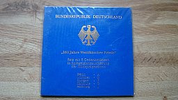 BRD 5 x 10 DM Gedenkmünzen 1999, Silber 925 - Blister " 350 Jahre Westfälischer Frieden " PP-OVP B