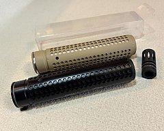 + + + 2x M4 KAC QD Schalldämpfer tan & schwarz mit Stahl MFD 14mm ccw + + +