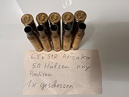 6,5x51R Arisaka 50 Hülsen nny Partisan 1x Geschossen