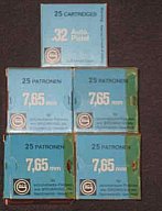 Patronen, 7,65Browning, Geco, VM