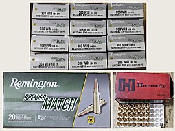 Remington Premier Match .308 Win 168 gr MatchKing BTHP – 240 Stück + 35 Stück Hornady Match