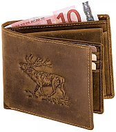 Geldbörse mit HIRSCH Rotwild Prägung | aus Antikleder | 11,5 x 9,5cm 2xGeldfach 7xKreditkarte ...