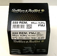 100 Schuss S&B Sellier & Bellot .222 REM. Vollmantel 3,24g 50gr FMJ Patronen Sport Jagdl Übungsschie