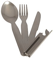Army Essbesteck - Messer + Gabel + Löffel + Dosenöffner + Flaschenöffner aus Edelstahl