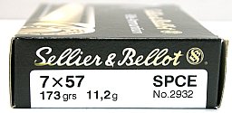 20 Schuss S&B 7x57 SPCE 173gr 11,2g Teilmantel Scharfrand Geschoss Jagdmunition Blei Schnitthaar 7mm