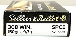 20 Schuss S&B .308 Win. SPCE 150gr 9,7g Teilmantel Scharfrand Geschoss Jagdmunition Blei Schnitthaar