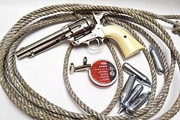 Vollmetall COLT SAA .45 Revolver * Nickel Finish * 4,5 mm Diabolos * 5,5" Lauf * mit Starterpaket