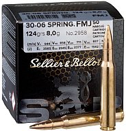 50 Schuss S&B Sellier & Bellot .30-06 SPRING Vollmantel 8g 124gr FMJ Schießkino Patronen Sport SuB
