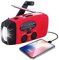 Kurbelradio FM/AM mit Powerbank und Solaraufladung - Notfallradio + Lampe + USB-Kabel