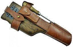 REPRO Deutsches Mauser C 96 Anschlagschaft (Verwahrkasten) mit Belederung und Putzstock
