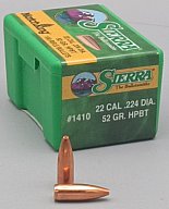 Sierra MatchKing Geschosse – 100 Stück – #1410 – Kaliber .224 – 52 gr HPBT