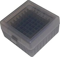 100er Patronenbox Munitionsbox von MTM mit Scharnier .17 .222 .223 Remimgton RS-100-16T Grau / KLAR