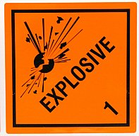 4x Aufkleber Explosionsgefährlich Klasse 1 ORANGE 10x10cm | Aufbewahrung Transport NC Schwarzpulver