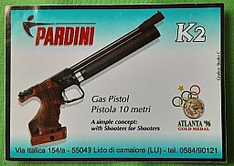 Werbeaufkleber von Pardini für Luftpistole bei Olympia 2000 in Sydney