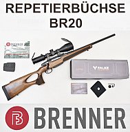 BRENNER BR20 Repetierer mit LOCHSCHAFT Kal .30-06 mit FALKE oder AKAH ZF , Gewehrriemen & Koffer