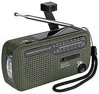 Notfallradio Kurbelradio FM/AM/SW1/SW2 Powerbank Solaraufladung oliv