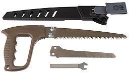 Handsäge m. 2 Sägeblättern + Scheide m. Gürtelclip + Schlüssel