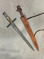 Double Edge Damascus Schwert mit Leder Mantel (wood Griff)Custom Handmade 39 Inches Leather Hand