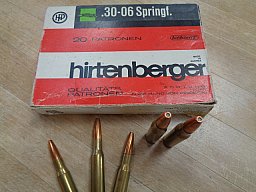 1 Packung (20 Stück) Patronen HIRTENBERGER, Kal. 30-06, Nosler-Geschoss, 11.6 Gramm/180 grain