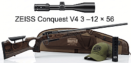 Mauser 25 Max .308 Win. Geradezug-Repetierer + ZEISS V4 3-12x56 + Schalldämpfer, Futteral & Cap