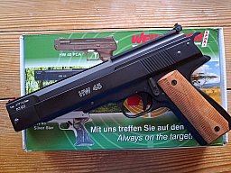 absolut neuwertige Weihrauch HW 45 Druckluftpistole - original Box und Tasche - Bestzustand wie neu