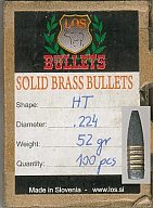 Geschosse .224, 52 gr, (3,37 g) Solid Hohlspitz