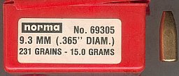 Geschosse 9,3 mm (.365”), 15g (231 gr) von Norma