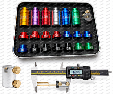 Geschossvergleichslehre 20 Einsätze Kal. .17 - .45 für Messschieber Headspace Comparator Setztiefe