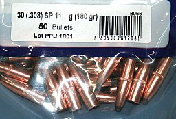50 Stück PPU | PrviPartizan Geschosse #B-066 | CAL 30/.308 180grs/11,7g SP - Teilmantel JAGDGESCHOSS