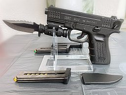 ISSC M22-9 wie "Glock 19" 9mm P.A.K. brüniert mit original KA-BAR Messer