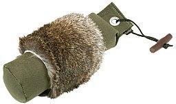 1 x APPORTIERDUMMY khaki / grün mit FELL Gewicht: 250g | sehr robust aus Segeltuch | Apport,Training