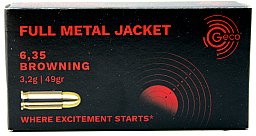 50 Schuss GECO Pistolenpatronen 6,35MM Browning Munition | 3,2g 49gr FMJ Full Metal Jacket made in I
