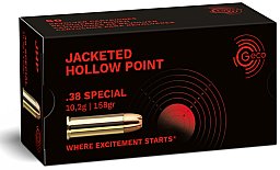 50 Schuss GECO .38 SPECIAL JHP Präzsionpatronen | Fangschussmunition Hohlspitz 158gr 10,2g #2317717