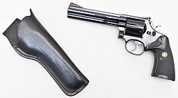SMITH & WESSON Revolver Mod. 586 mit 6" Lauf Kal .357 Magnum Pachmayr Griff & Foster Lederholster