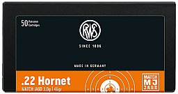 50 Schuss RWS .22 HORNET MJ 46gr 3,0g MATCH JAGD Hohlspitz Munition > Trainings / Wettkampfpatronen